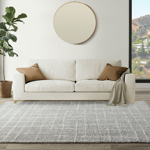 Gertmenian Thayer Benson Modern Abstract Grey Shag Indoor Area Rug, 5x7