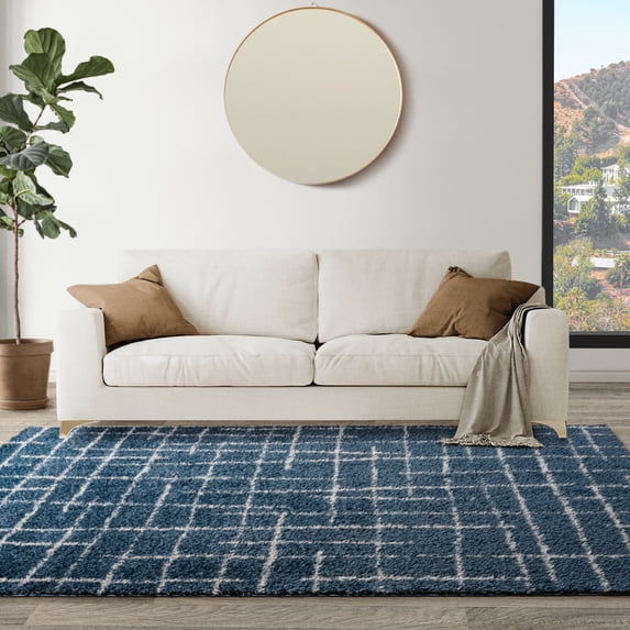 Gertmenian Thayer Benson Shag Abstract Navy Gray Area Rug, 8x10