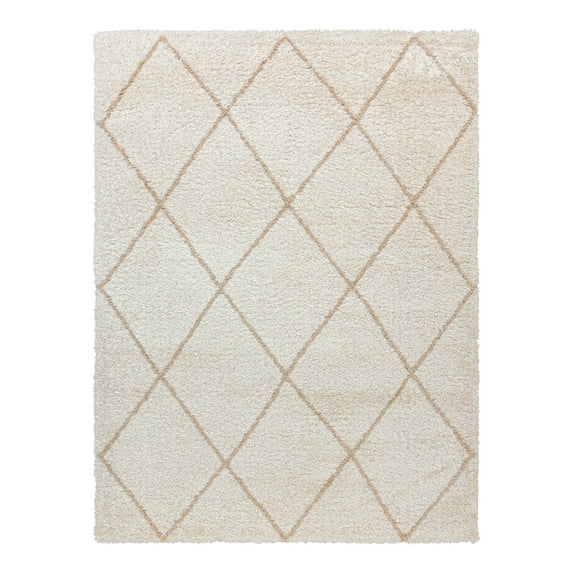 Gertmenian Thayer Diamond Shag Ivory Indoor Area Rug, 5x7