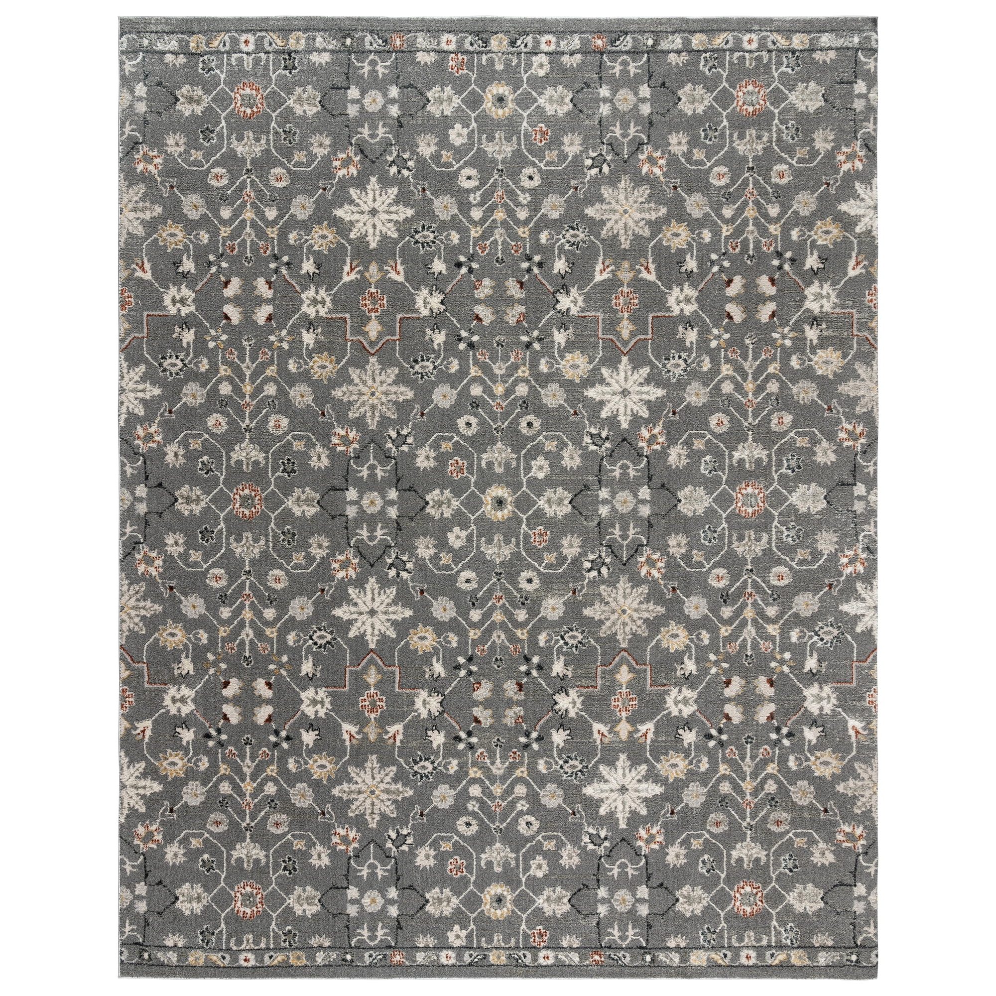 Dark Gray 8' x 10' Moroccan Floral Shag Area Rug