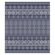 Gertmenian Tropea Darcy Bohemian Moroccan Navy Ivory Premium Flatweave UV Resistant Indoor Outdoor Area Rug, 6x9