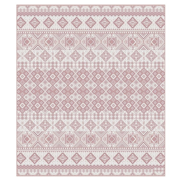 Gertmenian Tropea Darcy Bohemian Moroccan Pink Ivory Premium Flatweave UV Resistant Indoor Outdoor Area Rug, 5x8