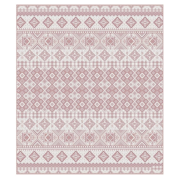 Gertmenian Tropea Darcy Bohemian Moroccan Pink Ivory Premium Flatweave UV Resistant Indoor Outdoor Area Rug, 6x9