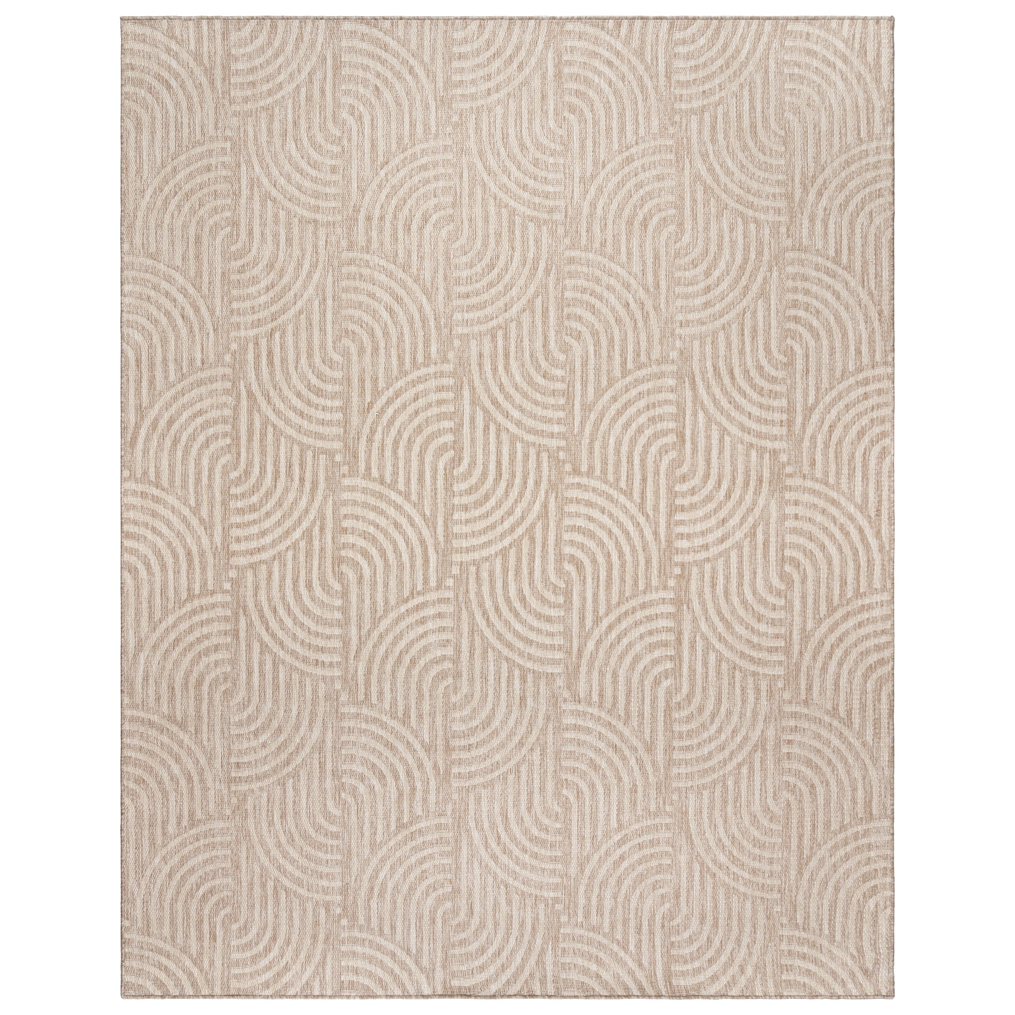 Gertmenian Tropea Mika Modern Geometric Beige Ivory Premium Flatweave UV Resistant Indoor Outdoor Area Rug, 6x9
