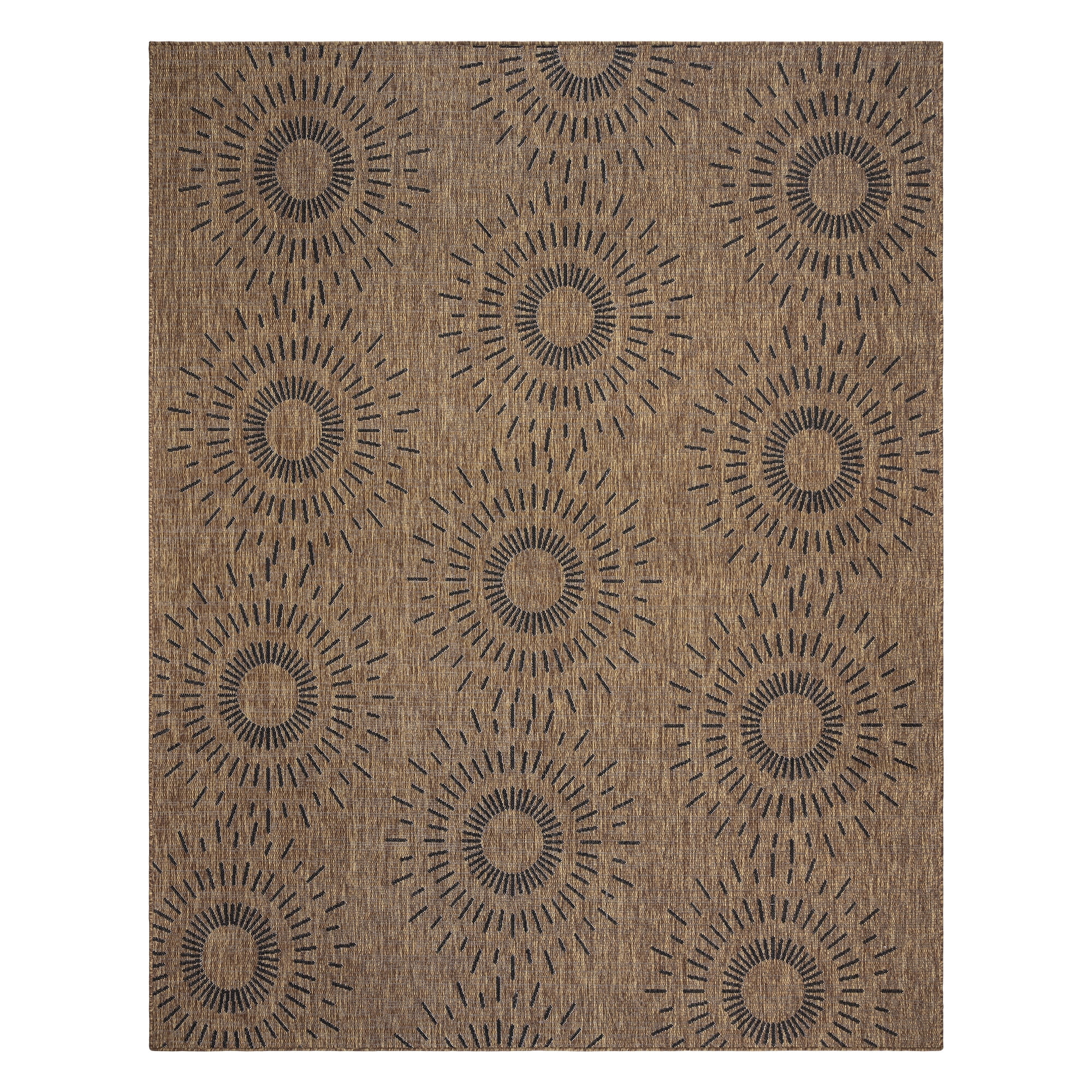 Chestnut Brown Geometric Flatweave Indoor Outdoor Rug, 8' x 10'