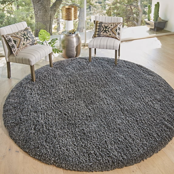 Gertmenian Ultimate Shag Solid Color Charcoal Indoor Area Rug, 8' Round