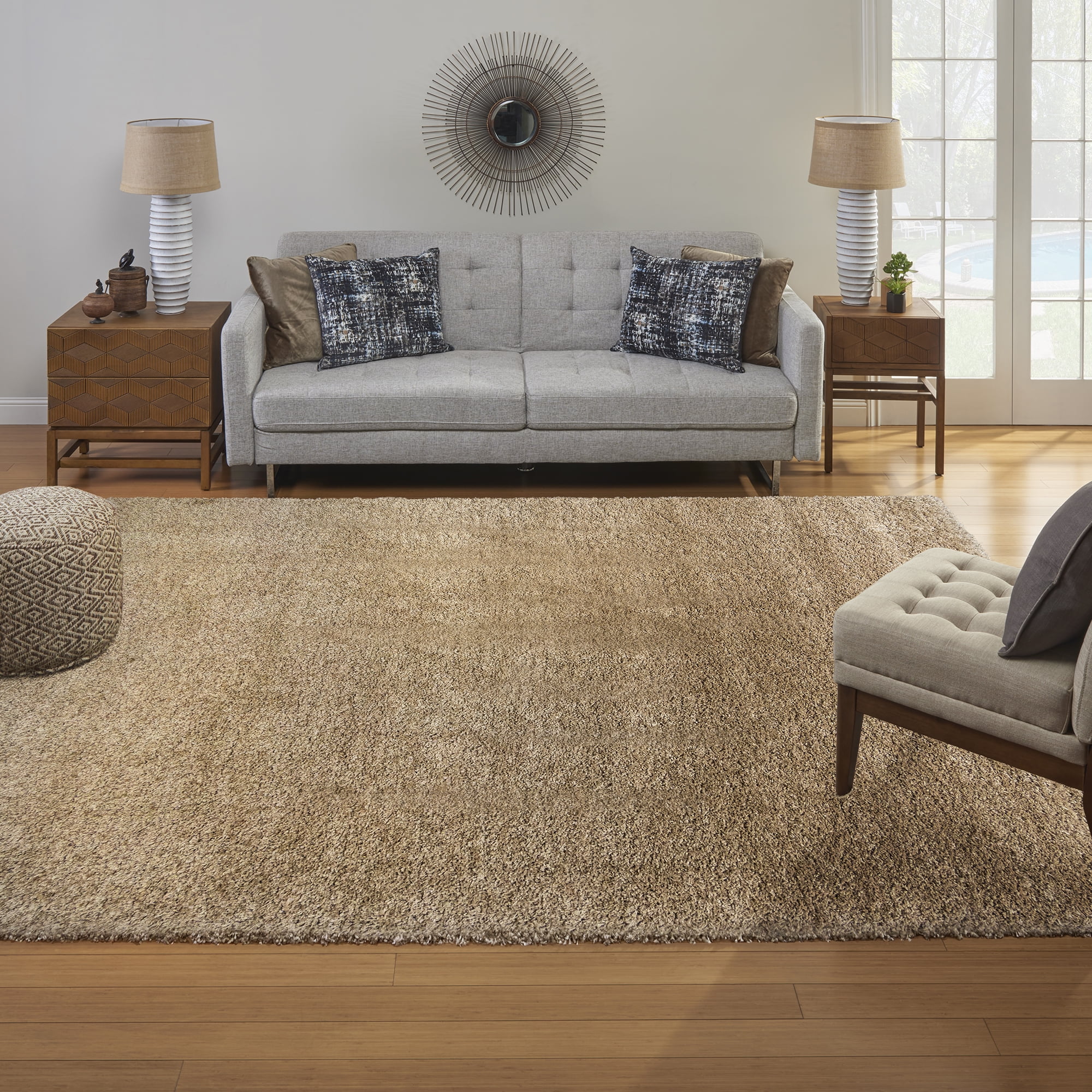 Gertmenian Ultimate Shag Solid Color Oatmeal Indoor Area Rug, 6x9