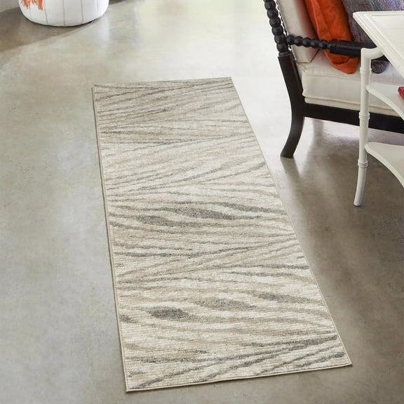 Gertmenian Winsor Harar Modern Striped Gray Cream Area Rug, 2x8