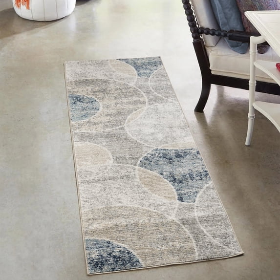 Gertmenian Winsor Tondo Modern Geometric Blue Area Rug, 2x8
