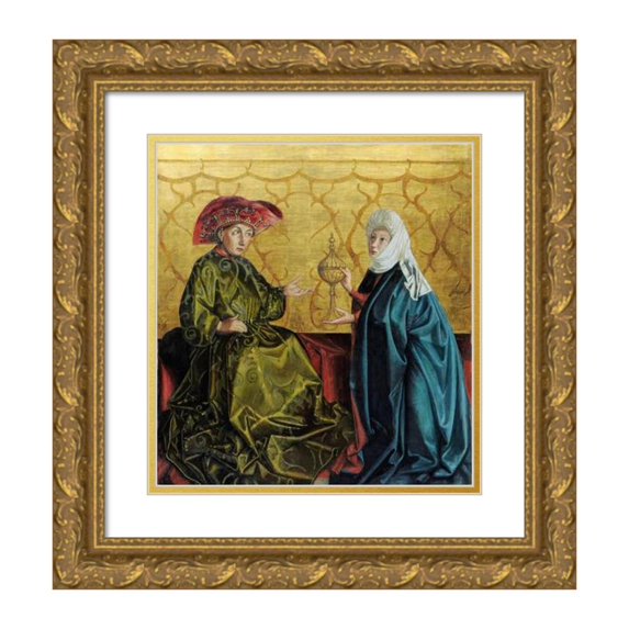 Gertrud Bock-Schnirlin 15x16 Gold Ornate Wood Frame and Double Matted Museum Art Print Titled - Solomon and the Queen of Sheba (1930)