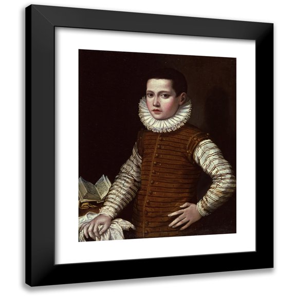Gervasio Gatti 12x14 Black Modern Framed Museum Art Print Titled - Portrait of a Young Boy