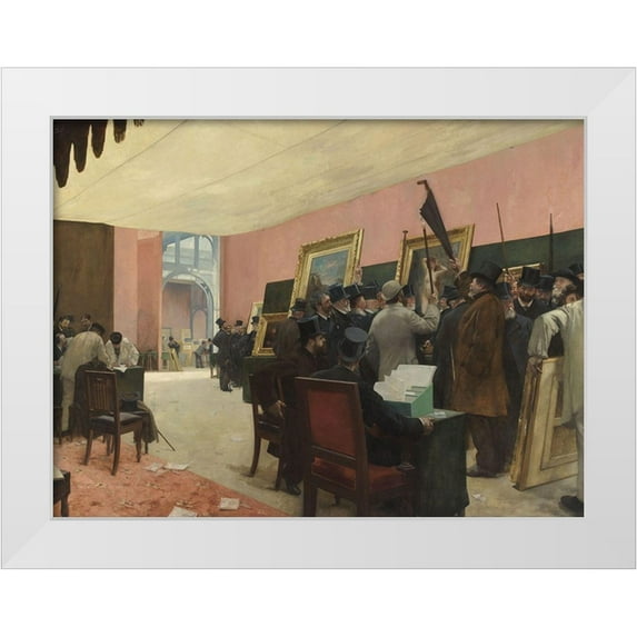 Gervex, Henri 24x19 White Modern Wood Framed Museum Art Print Titled - A Session of the Painting Jury