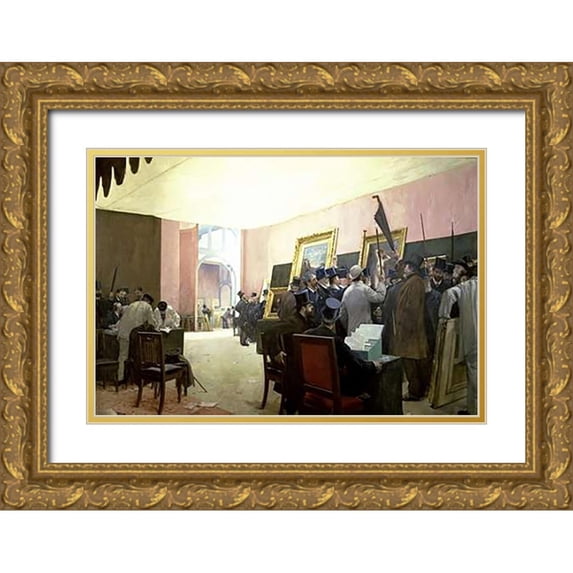 Gervex, Henri 32x23 Gold Ornate Wood Framed with Double Matting Museum Art Print Titled - A Meeting of the Painting Jury