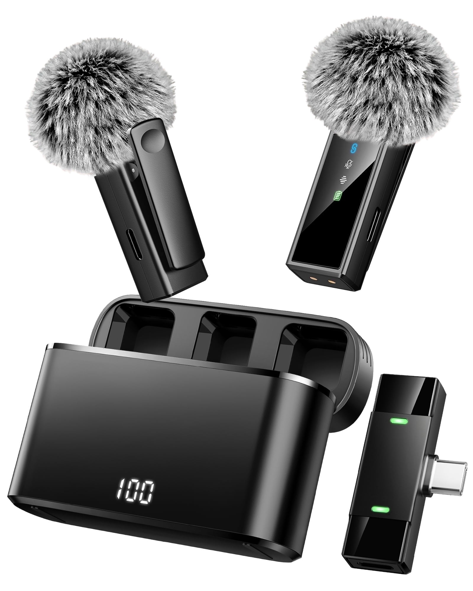 Wireless Lavalier Microphone for Android and iPhone 17/15/16 Series, Lapel Mic with All-in-One 24H Charging Case, Noise Reduction, Play Clip Mic for Video Recording,YouTube, TikTok, Podcast, Vlog