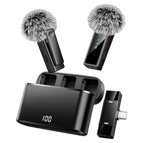 Wireless Lavalier Microphone for Android and iPhone 17/15/16 Series, Lapel Mic with All-in-One 24H Charging Case, Noise Reduction, Play Clip Mic for Video Recording,YouTube, TikTok, Podcast, Vlog