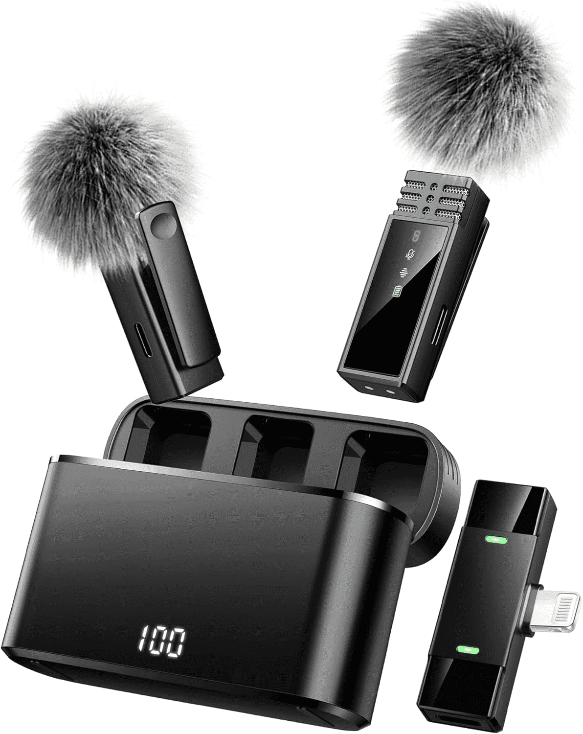 Wireless Lavalier Microphone for iPhone 14/13/12/11 Series, Lapel Mic with All-in-One 24H Charging Case, Noise Reduction, Play Clip Mic for Video Recording,YouTube, TikTok, Podcast, Vlog
