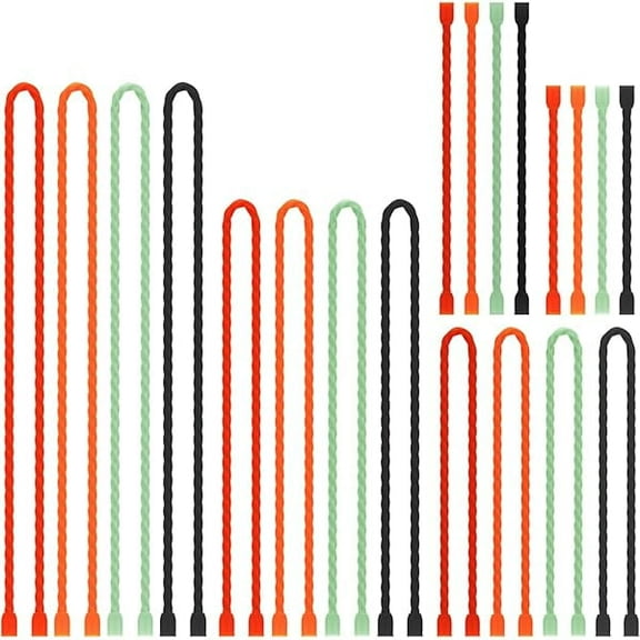 Gesipor 20 PCS Silicone Cable Ties - Reusable Rubber Twist Ties Bendable Cable Ties for Bundling and Holding, All Purpose Cord Tie for Indoor and Outdoor (4"+6"+12"+18"+24")