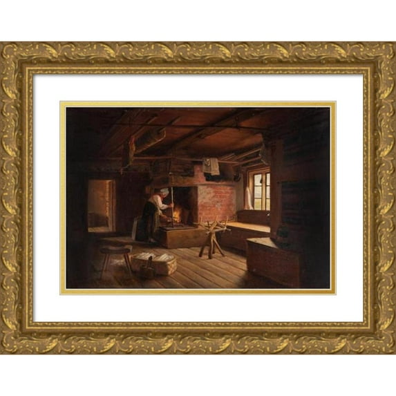 Geskel Saloman 24x18 Gold Ornate Framed and Double Matted Museum Art Print Titled - Cottage in Dalecarlia (1870)
