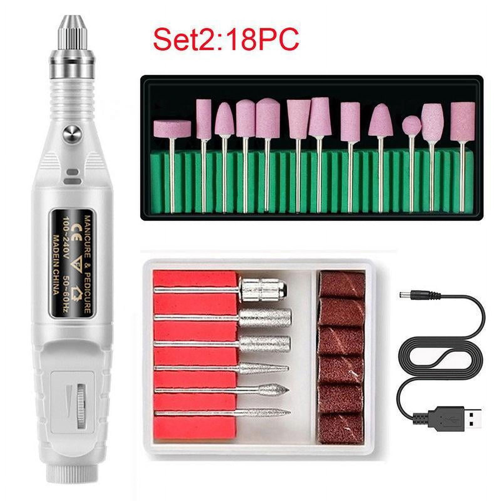 Gespout 18pc Electric Nail Drill, Portable Nail Drills for Acrylic