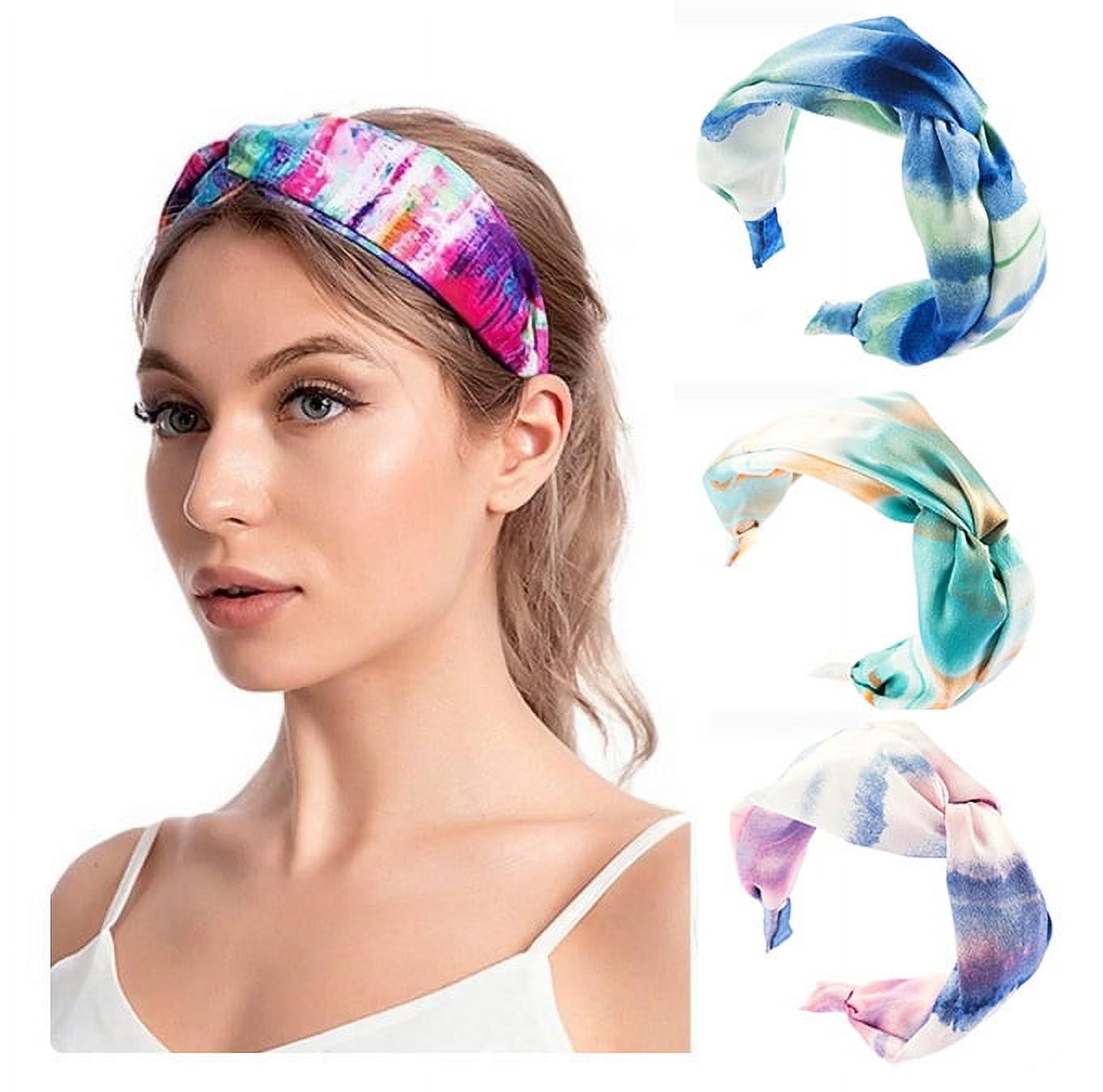 Gespout 3 Pack Wide knotted Headband Knot Turban Headband Bowknot Bows