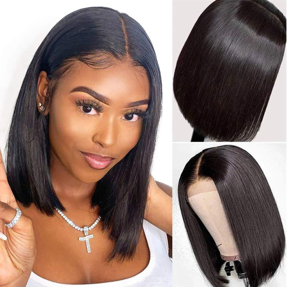 Gespout Straight Bob Wigs Human Hair 12 inch Bob Lace Front Wig for ...