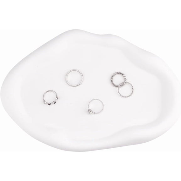Gesso Jewelry Dish Display Plate Cosmetics Organizer Storage Tray Cloud White 240x165x14.5mm