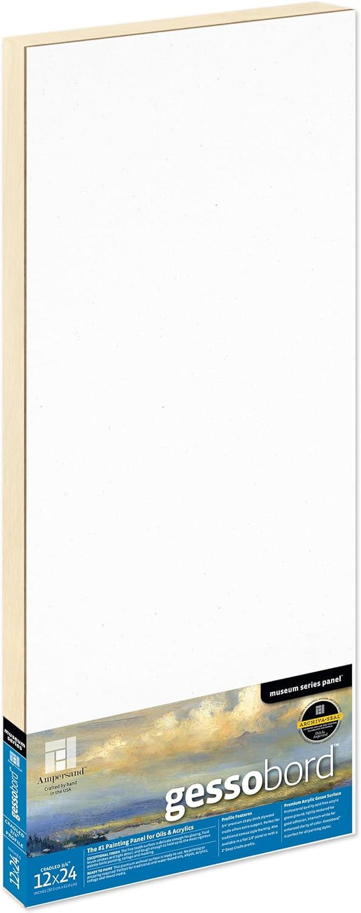 Gesso Wood Painting Panel Museum Series Gessobord, 12" X 24", 3/4