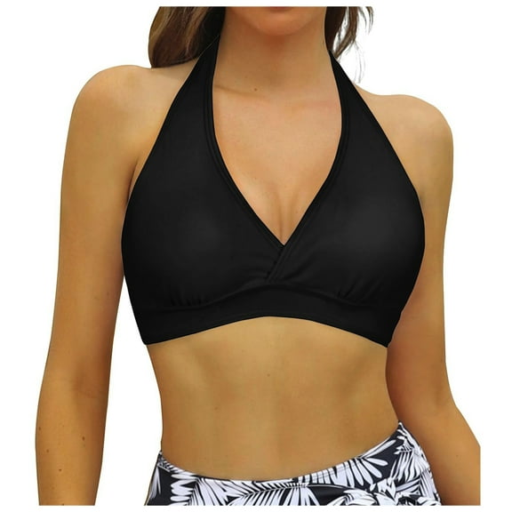 Gessp Swim Tops Women Women’s and Women’s Plus Bandeau Bikini Top(Black,M)