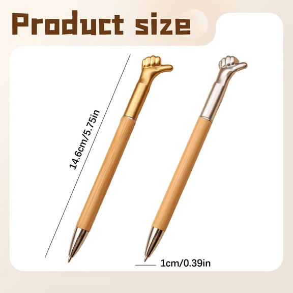 Gesture Ballpoint Pen 5.8 Inch, Thumbs up Metal Top Writing Pen, Smooth 1.0Mm Point for Note Taking, Daily Use, Gift for Men Women, Pen * 2 Pcs