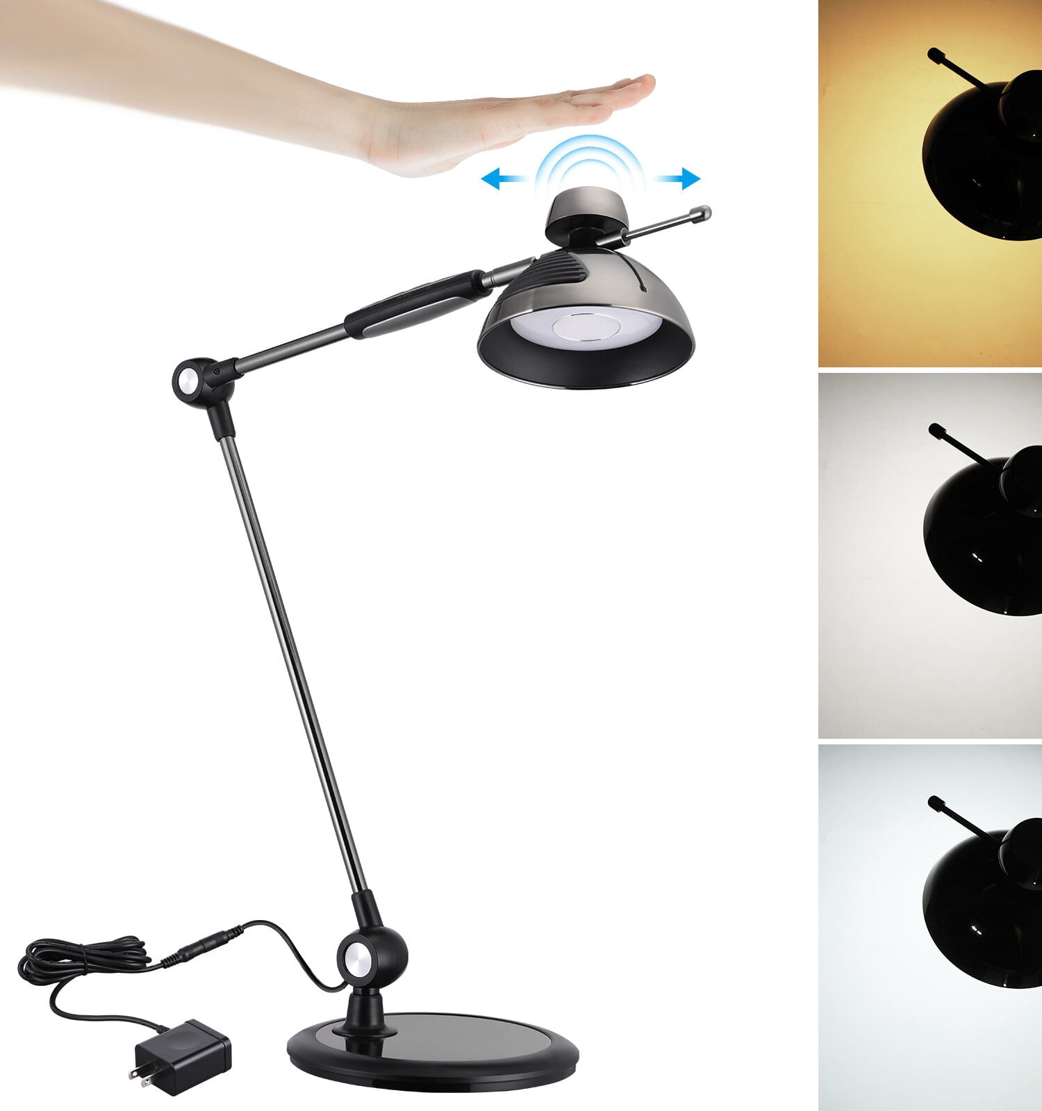 LED Desk Lamp, Swing Arm Table Lamp, Adjustable Metal Articulating Arm with Dome Shade, Industrial Modern Task Lighting for Desk or Study