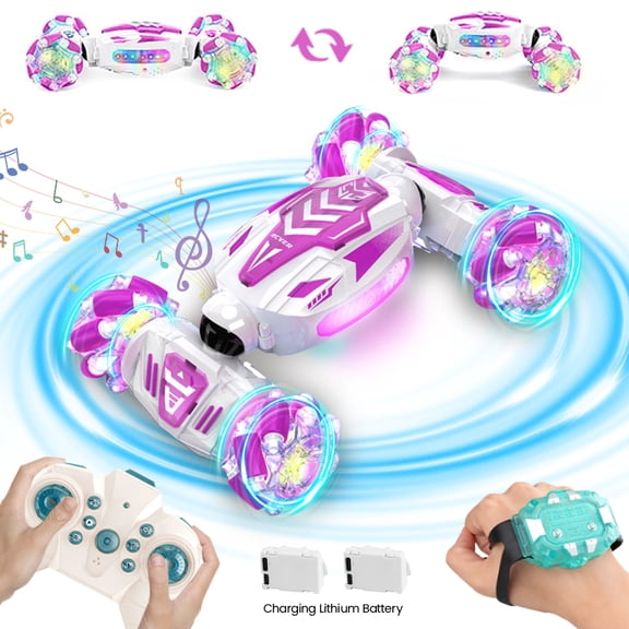 Gesture RC Car Hand Controlled Stunt Car for 6-12 yr Boys Girls 2.4GHz Remote Control Gesture Sensor Toy Drift Twist with Light Music for Kids Birthday Xmas Gifts-Red