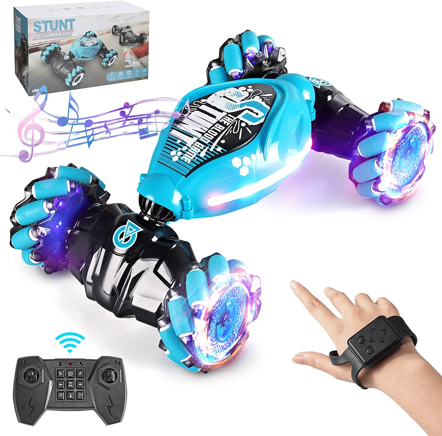 Gesture RC Car Large 1:14 Scale, KunisJoy Remote Control Car for Boys Adults,Hand Controlled RC Car, All Terrains Monster Trucks for Boys Gesture RC Stunt Car 360° Flips for Age 4-12 with Lights Music