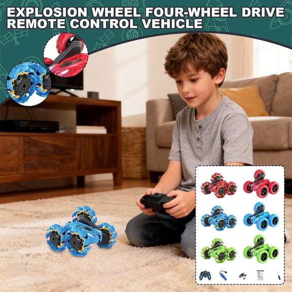 Gesture RC Car Red,1:24 High Speed 4WD Transform Stunt Car with Gesture & Remote Control, 360° Rotation Drift Vehicle with LED Lights, Racing Toy Cars Gift for Boys Girls Age 6-12