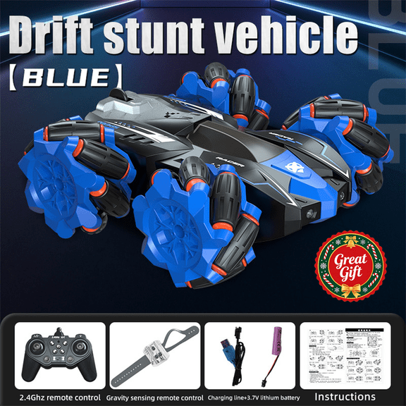 Gesture & Remote Control RC Stunt Car with Colorful Light Effects, 360 Rotating All-Terrain Mecanum Vehicle, Rechargeable Kids Outdoor Toy, Christmas Birthday Holiday Gift for Boys Girls Ages 6 +