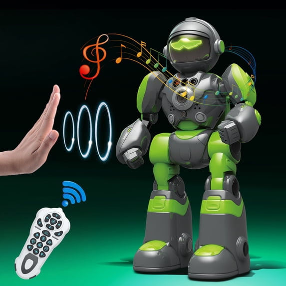 Gesture Sensing Programmable RC Robot Toys,Singing Dancing Patrol Toys,LED Light Sound Toys,Smart Interactive Companion Toys,Rechargeable Performance Toys,Kids Gift Toys
