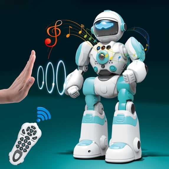 Gesture Sensing Programmable RC Robot Toys,Singing Dancing Patrol Toys,LED Light Sound Toys,Smart Interactive Companion Toys,Rechargeable Performance Toys,Kids Gift Toys