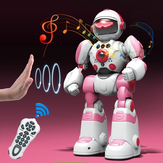 Gesture Sensing Programmable RC Robot Toys,Singing Dancing Patrol Toys,LED Light Sound Toys,Smart Interactive Companion Toys,Rechargeable Performance Toys,Kids Gift Toys