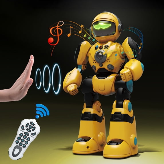 Gesture Sensing Programmable RC Robot Toys,Singing Dancing Patrol Toys,LED Light Sound Toys,Smart Interactive Companion Toys,Rechargeable Performance Toys,Kids Gift Toys