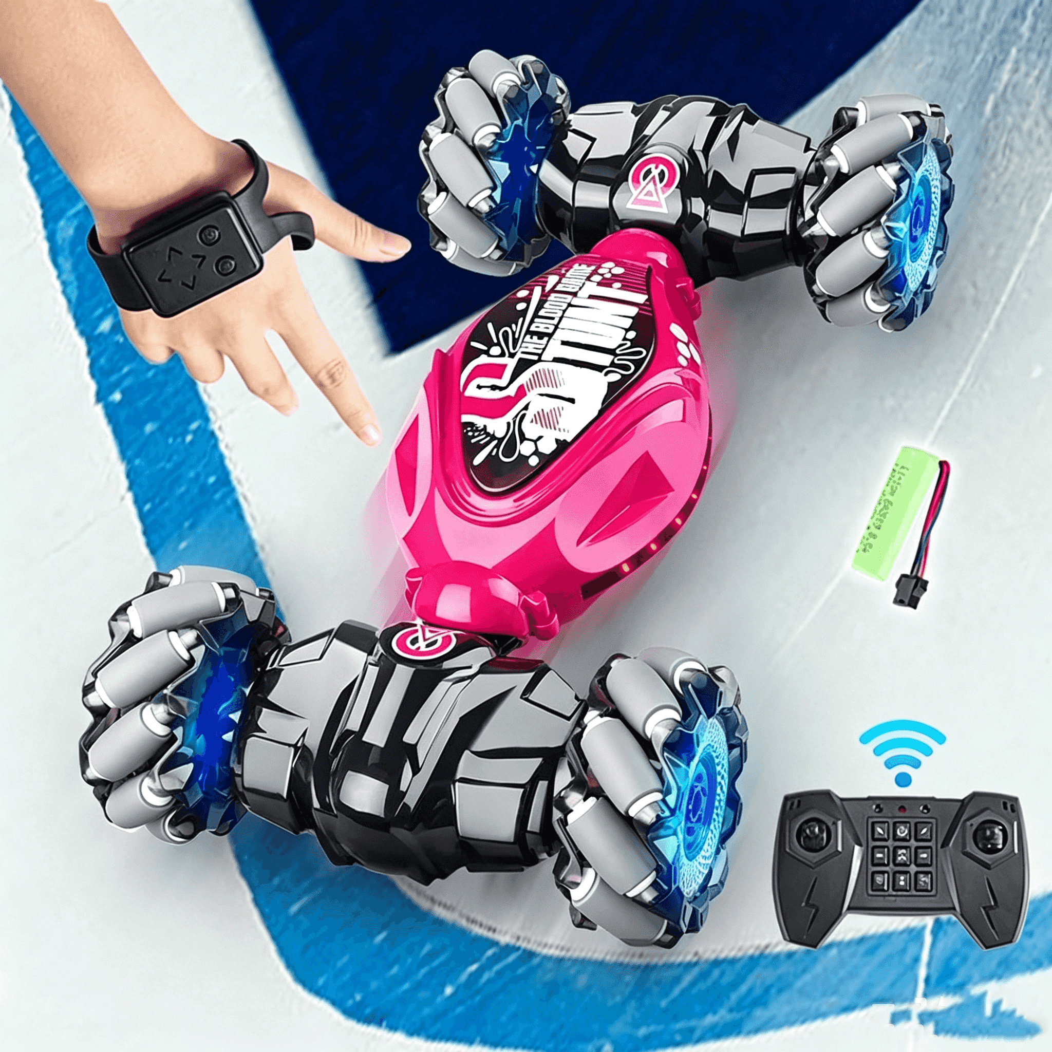 Gesture Sensing RC Stunt Car with Light & Music,Gesture Sensing Twist Car,Drift Stunt 2.4GHz Remote Control Cars, 360掳 Flips Rotating Off Road Vehicle for Kids Gifts (Red)