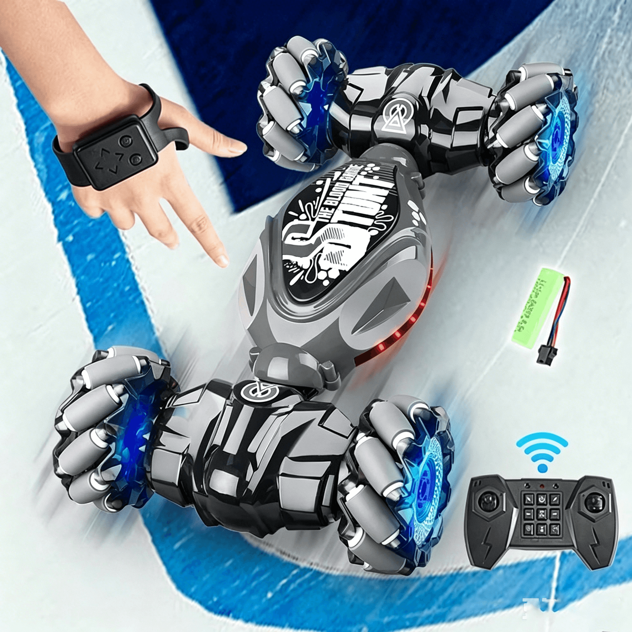 Gesture Sensing RC Stunt Car with Light & Music,Gesture Sensing Twist Car,Drift Stunt 2.4GHz Remote Control Cars, 360° Flips Rotating Off Road Vehicle for Kids Gifts (Black)