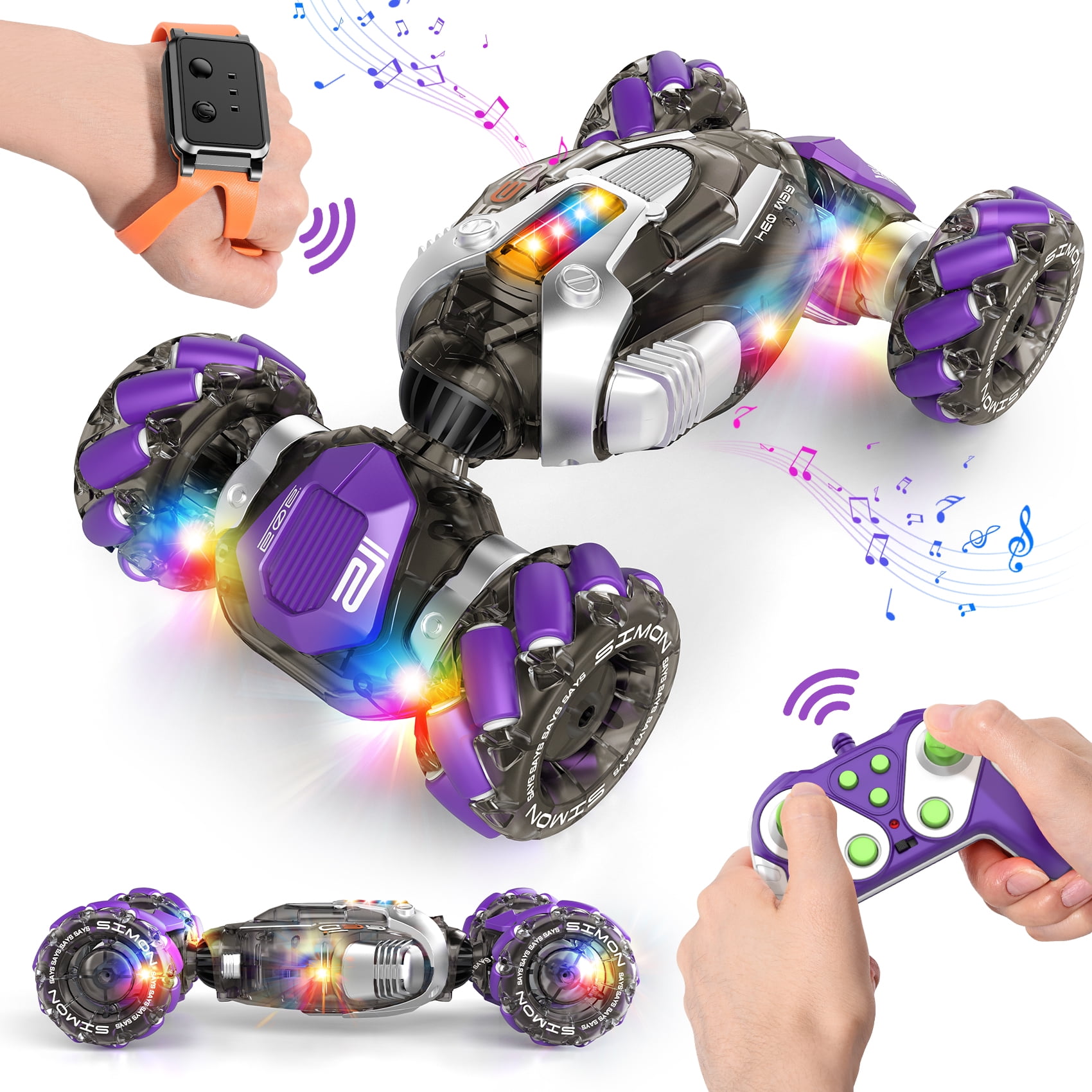 Gesture Sensing RC Stunt Car,Remote Control Car with Light & Music for