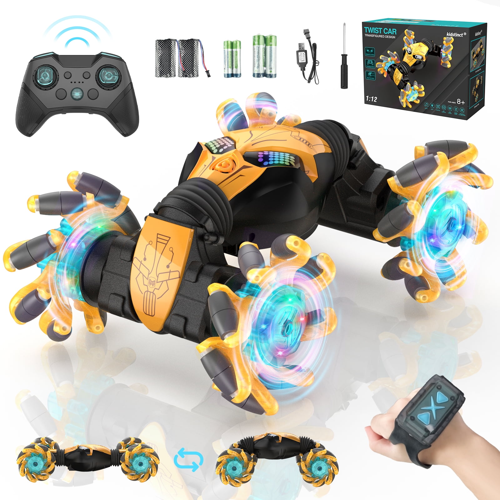 Gesture Sensing RC Stunt Car Toys, 2.4Ghz Double Sided 360 DegreeSpins ...