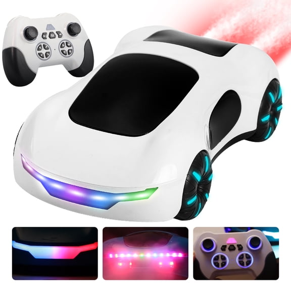 Gesture Sensing Remote Control Car with Charging Dock - 360 Rotate Drift RC Stunt Car Toy, 40 Min Playtime, Dual Control, Spray Mist & LED Lights, Birthday Gift for Kids Boys GirlsWhite