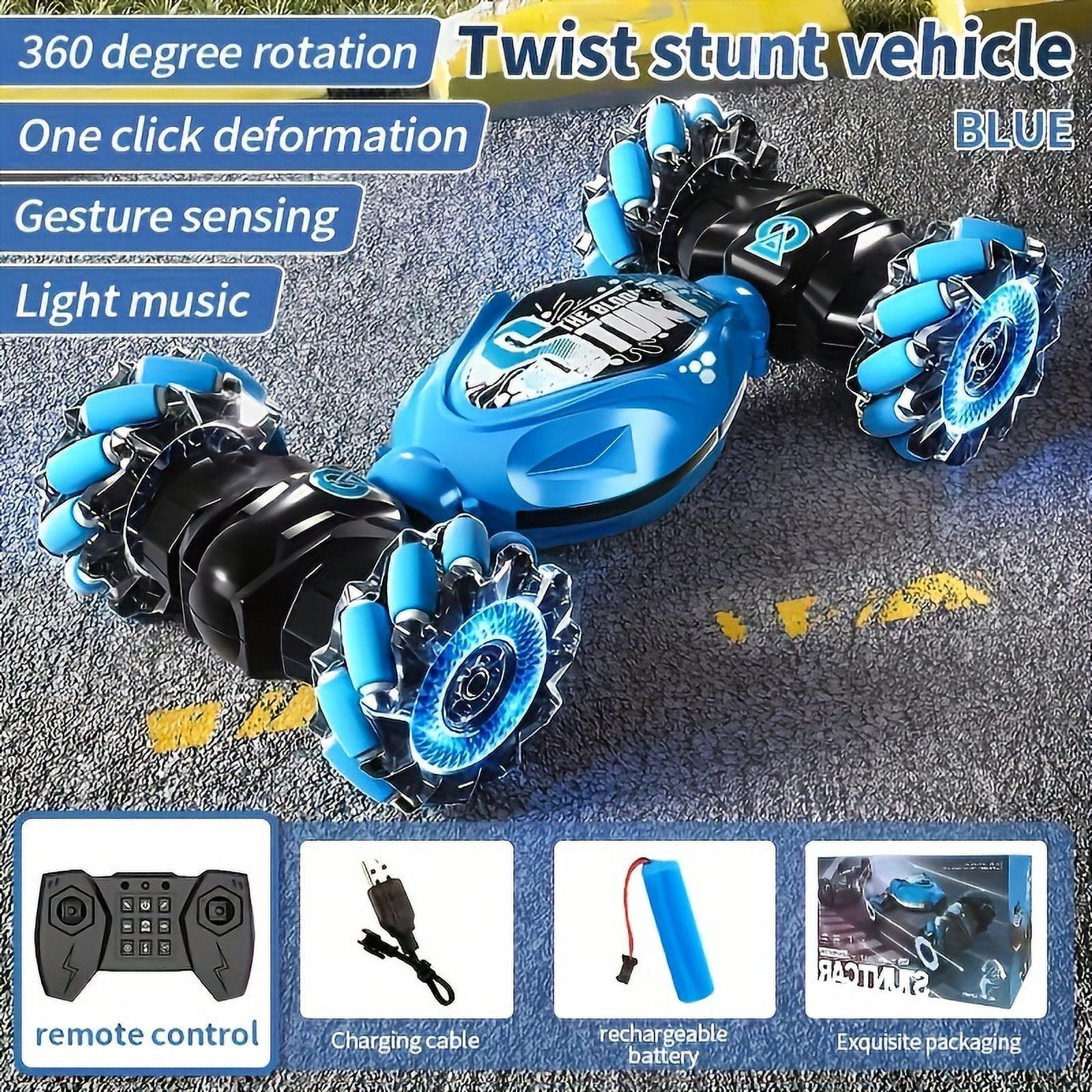 Gesture Sensor DoubleSide Rotation OffRoad Toy Car Light & Music RC