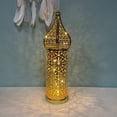 thumbnail image 1 of Gesuoke 1pcs Moroccan Metal Vintage Wind Light Lantern Candle Holder Table Top Ramadan Home Décor Accessories Ornament Decoration Gifts, L, 1 of 9
