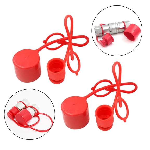 Gesuoke 2Sets Flat Hydraulic Coupler Dust Covers Hydraulic Quick Connector 15mm Rubber Dust Cap For Oil Pressure Pipeline Connecting, 1/4