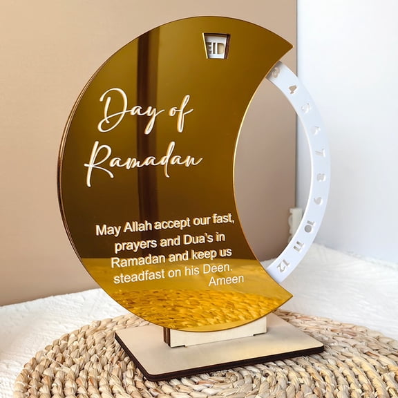 Gesuoke Acrylic Ramadan Calendar EID Ornament Decor Home Muslim Festival Party Supply, MZ800