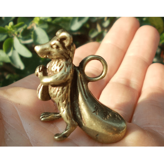 Get 2 Vtgbrasslover Vtg Vintage style  Brass fox dog statue pendant clever animal fox statue figure paperweight  toys gift FengShui wealth