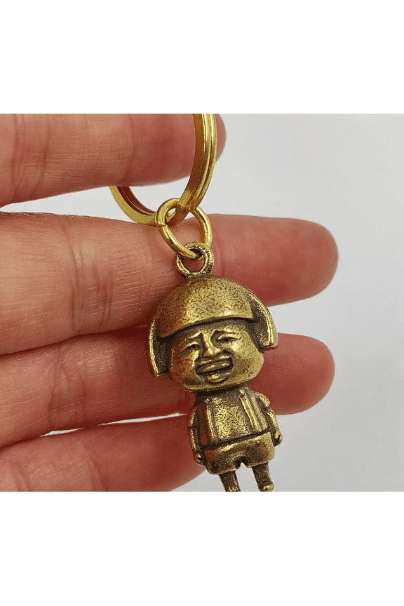 Get 2 Copper art cute cartoon girl statue pendant, figurine sculpture,small cartoon keychain miniature Figure Metal Gift and Collectible 14