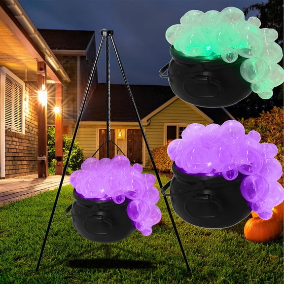 PEONAVET Halloween Decorations OutdoorLarge Witches Cauldron with LightsLighted Black Plastic Bowl Witch Decor for Indoor Outdoor Home Room Porch Yard Lawn Party Outside